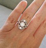 3Ct Round Cut Diamond Antique Edwardian Engagement Ring 14K White Gold Finish