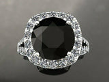 1.6ct Round Cut Black Diamond Accents Halo Engagement Ring 14k White Gold Finish