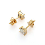 1.3ct Princess Cut Diamond Elegant Square Stud Earrings 14k Yellow Gold Finish