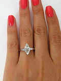 2Ct Marquise Diamond Trilogy Engagement Ring 14K White Gold Over Baguette Accent