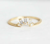 1ct Baguette Cut Diamond Wedding Band 14k YellowGold Over Art Deco Crown Promise