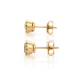 1ct Round Cut Champagne Diamond Classic Stud Earring Women 14k YellowGold Finish