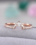 2Ct Round Cut Diamond Crown Tiara Shape Women Wedding Band 14K Rose Gold Finish