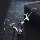 1.5Ct Round Purple Amethyst Women Heels Drop Earrings Girl 14K White Gold Finish