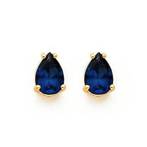 1ct Pear Cut Blue Sapphire Solitaire Stud Earrings 14k Yellow Gold Finish