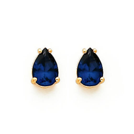 1ct Pear Cut Blue Sapphire Solitaire Stud Earrings 14k Yellow Gold Finish