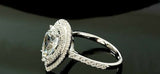 2ct Pear Cut VVS1 Diamond Double Halo Engagement Ring 14k White Gold Finish