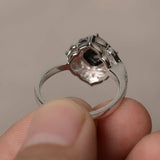 1.5ct Cushion Black Diamond Engagement Ring 14k White Gold Finish Floral Promise