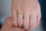 1.5ct Round Cut VVS1D Diamond Engagement Ring Flower 14k Rose Gold Finish