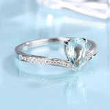 2ct Pear Blue Aquamarine Wedding Band Curved Half Eternity 14k White Gold Finish