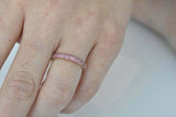 2ct Round Cut Pink Sapphire Three Row Eternity Wedding Band 14k Yellow Gold Over