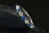 3Ct Round Cut Alternate Blue Sapphire Diamond Stackable Band 14K White Gold Over