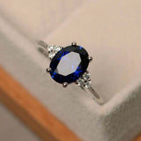 2ct Oval Cut Sapphire Engagement Ring Petite Round Accent 14k White Gold Finish