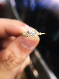 Cluster Minimalist Engagement Ring 0.7ct Round Cut Diamond 14k Yellow Gold Over