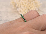 1.8ct Round Cut Green Emerald Stackable Half Eternity Band 14k White Gold Finish