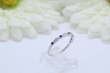 1Ct Round Cut Blue Sapphire Diamond Stackable Wedding Band 14K White Gold Finish