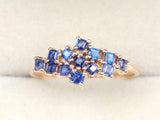 3ct Princess Cut Blue Sapphire Cluster Minimalist Ring 14k Yellow Gold Finish