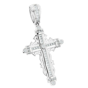 3.5ct Princess Cut Diamond Jesus Cross Pendant 14k White Gold Finish NO CHAIN