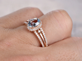 2.6ct Oval Cut Blue Aquamarine Engagement Ring Split Shank 14k Rose Gold Finish