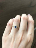 0.5ct Round Cut Blue Sapphire Engagement Ring Diamond Halo 14k White Gold Finish