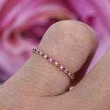 1ct Round Cut Alternating Pink Ruby Diamond Wedding Band 14k Rose Gold Finish