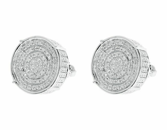 0.5ct Round Diamond Iced Hip Hop Cluster Halo Stud Earrings 14k White Gold Over