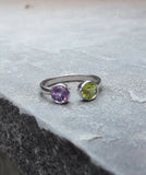 1.5ct Round Peridot Amethyst Open Fashion Engagement Ring 14k White Gold Finish