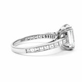 2.6ct Emerald Cut Diamond Engagement Ring Asscher Accents 14k White Gold Finish