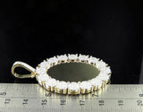 3.5ct Round Cut Diamond Oval Cluster Memory Photo Pendant 14k Yellow Gold Finish