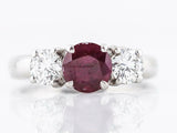 1.6ct Round Cut Pink Ruby Engagement Ring Diamond Trilogy 14k White Gold Finish