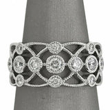 3Ct Round Cut Diamond Milgrain Mesh Vintage Wedding Band 14K White Gold Finish