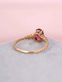 1ct Oval Cut Pink Ruby Engagement Ring Solitaire Heart Band 14k Rose Gold Finish