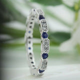 2ct Round Cut Blue Sapphire Full Eternity Wedding Band Ring 14k WhiteGold Finish