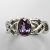 2ct Oval Purple Amethyst Engagement Ring Celtic Double Knot 14k White Gold Over