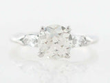 2.8ct Round Cut Diamond Engagement Ring Trilogy Solitaire 14k White Gold Finish