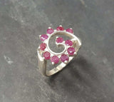 1.5ct Engagement Ring Round Cut Pink Ruby Swirl Twist 14k White Gold Finish