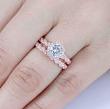 2ct Round Diamond Bridal Set Halo Engagement Ring Twist Band 14k Rose Gold Over