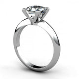 1ct Princess Cut Diamond Bezel Solitaire Engagement Ring 14k White Gold Finish