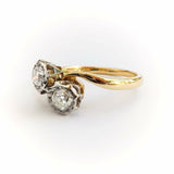 2ct Round Cut VVS1 Diamond 2 Stone Bypass Engagement Ring 14k Yellow Gold Finish