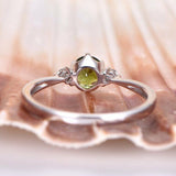 1ct Round Cut Green Peridot Three Stone Engagement Ring 14k White Gold Finish