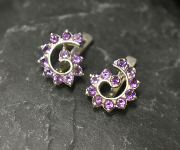 1.5ct Drop Earrings Round Cut Purple Amethyst Swirl Twist 14k White Gold Finish