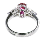 2ct Oval Cut Pink Ruby Engagement Ring Trilogy Pear Accent 14k White Gold Finish