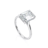 2.5ct Emerald Diamond Engagement Ring Hidden Halo Solitaire 14k White Gold Over