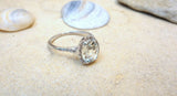 1.2ct Oval Cut Diamond Engagement Ring 14k White Gold Finish Halo Promise Women