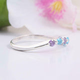 1ct Round Alternate Purple Amethyst Blue Topaz Wedding Band 14k White Gold Over