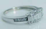 4Ct Baguette Cut Diamond Accents Statement Engagement Ring 14K White Gold Finish