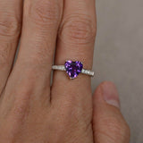 2ct Heart Purple Amethyst Solitaire Promise Engagement Ring 14k WhiteGold Finish