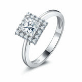 1.7ct Princess Cut Diamond Halo Solitaire Engagement Ring 14k White Gold Finish