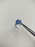 2ct Engagement Ring Emerald Cut Blue Sapphire Three Stone 14k White Gold Finish