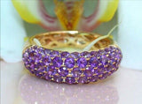 4Ct Round Cut Purple Amethyst Pave Set Wedding Band Ring 14K Yellow Gold Finish